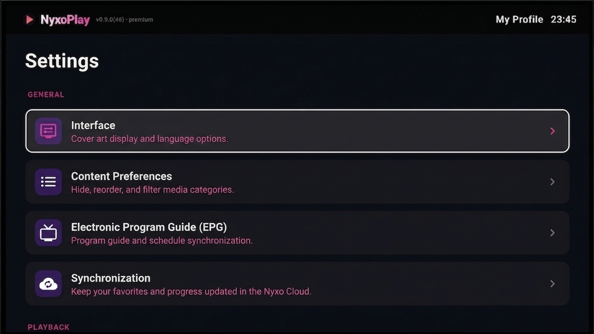 Android TV — settings
